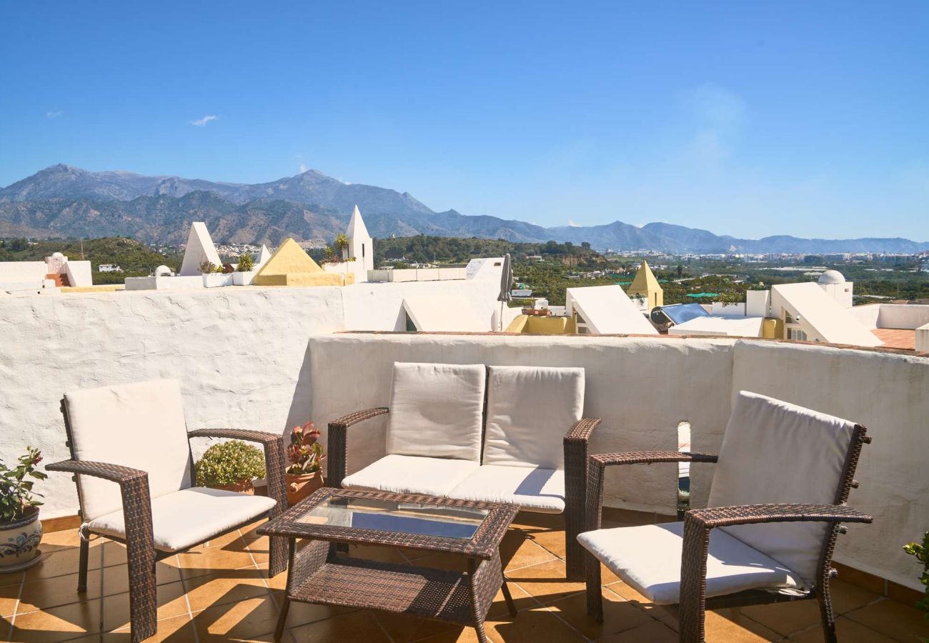 Casa a schiera a Nerja - Casablanca 9: Maisonette mit Terrassen auf mehreren Ebenen, Meerblick und Sonnenuntergang