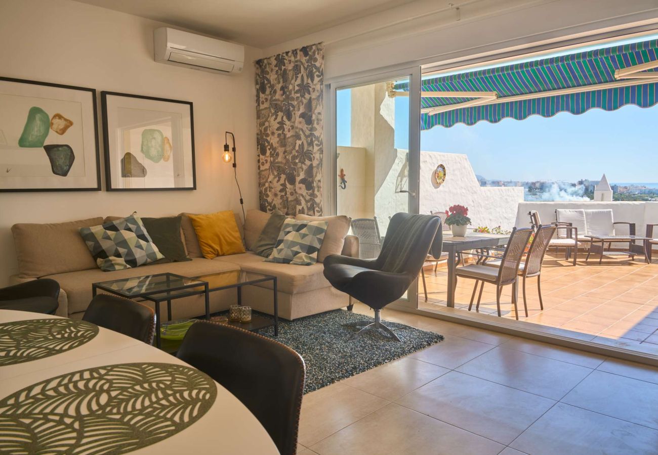 Casa a schiera a Nerja - Casablanca 9: Maisonette mit Terrassen auf mehreren Ebenen, Meerblick und Sonnenuntergang